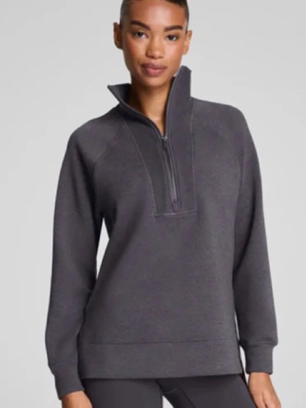 SPANX AirEssentials® Brushed Half Zip Tunic - Heather Storm / Size XL NWT